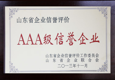 山東省企業(yè)信譽(yù)評價(jià)AAA信譽(yù)企業(yè)